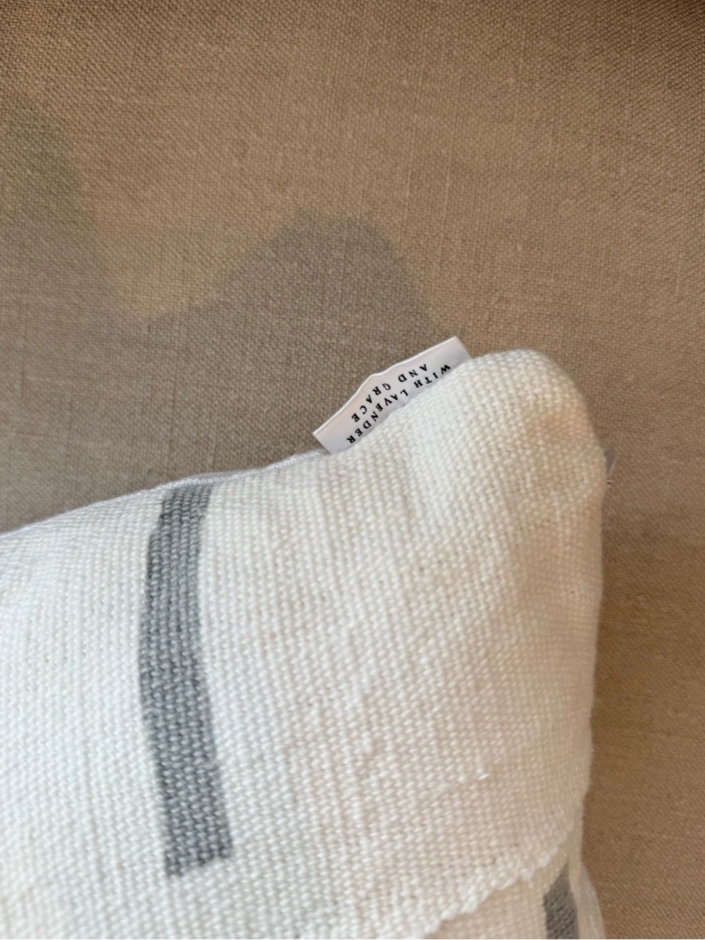 Textured woven Ivory Stripe Decorative Pillow Cover